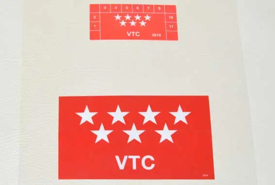 pegatina etiqueta VTC Madrid